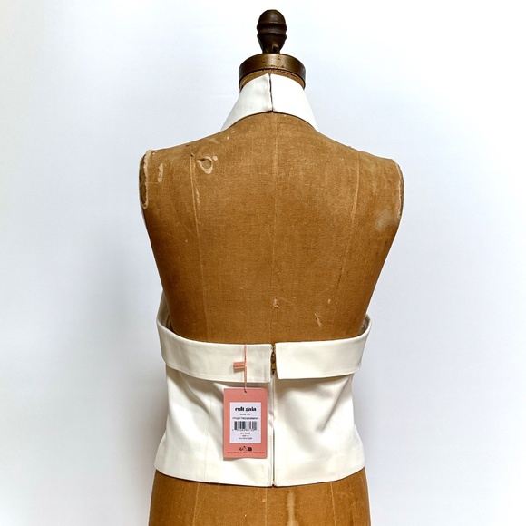 Cult Gaia Structured Twill Danil Top Off-White Top With Back Center Zipper Sz L - Picture 7 of 8